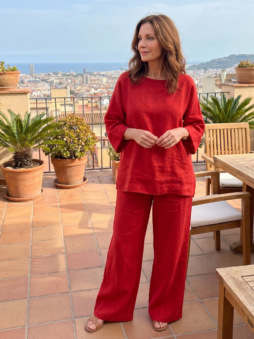Women's Oversized Tunic Wide Leg Pant Set