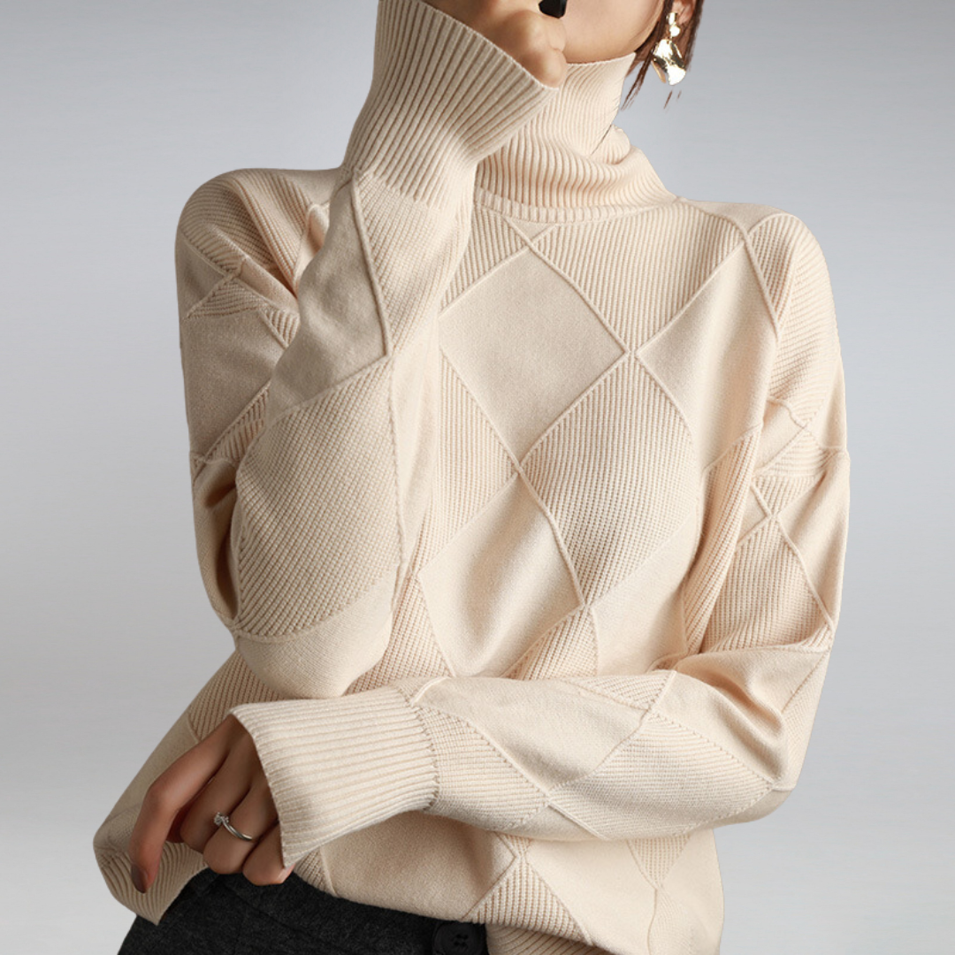 Women’s High Neck Diamond Knit Sweater