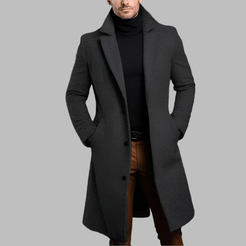Men’s Longline Tailored Wool-Style Overcoat