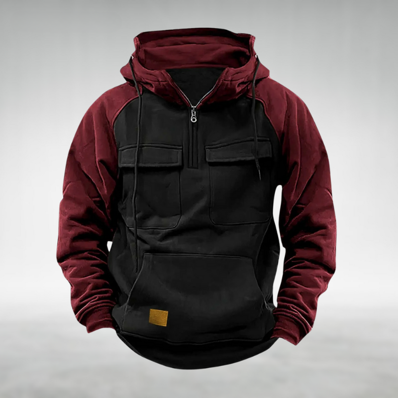 Men's Utility Hooded Pullover Hoodie with Flap Pocket
