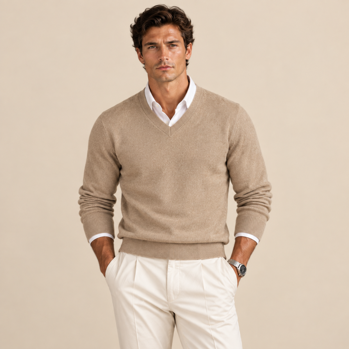 Men’s Classic V-Neck Knit Sweater