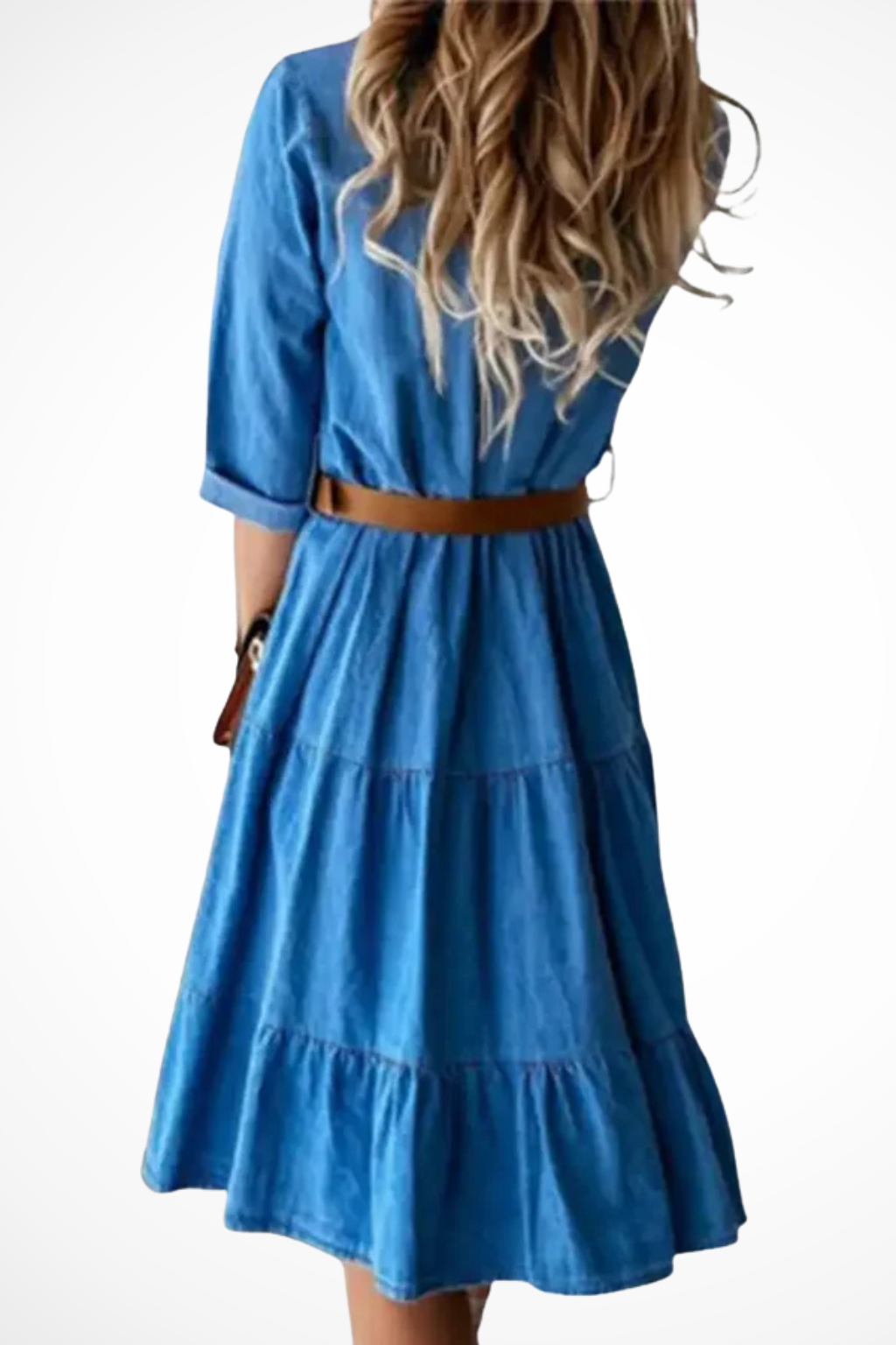 Women’s Button-Up Tiered Midi Dress for Casual Chic Everyday Elegance