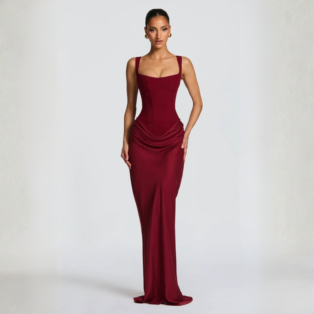 Women's Elegant Square Neck Mermaid Maxi Dress