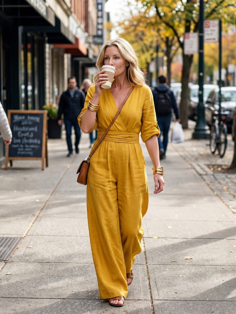 Women's Cross Front Wide Leg Jumpsuit