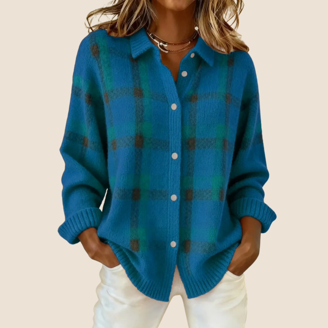 Women's Retro Plaid Oversized Knit Sweater