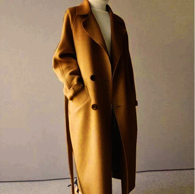 Stylish Long Trench Coat with Luxurious Finish