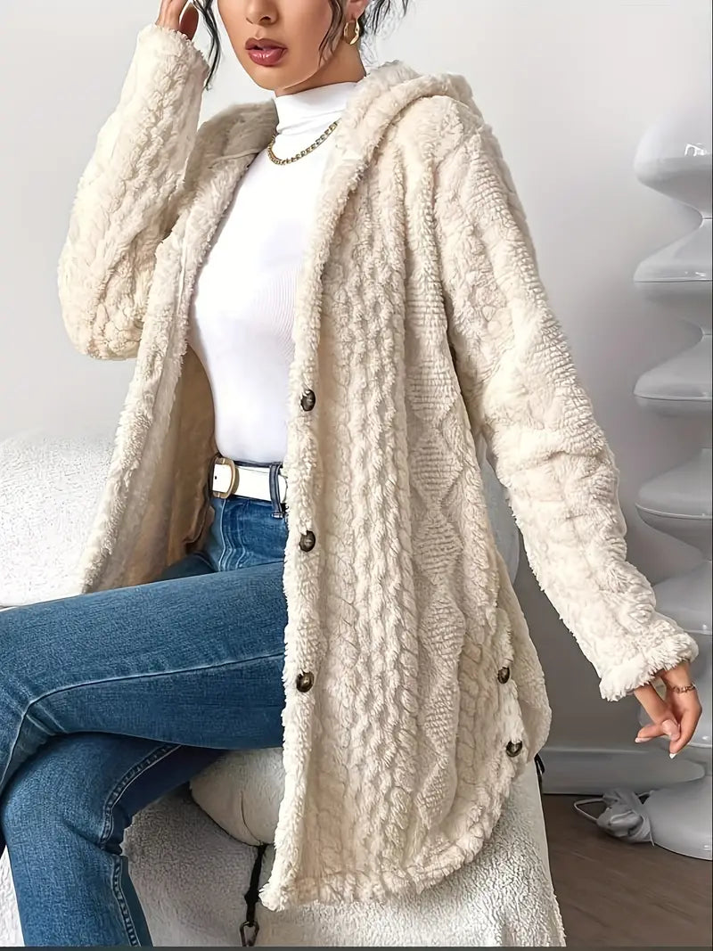 Women's Cable Knit Cardigan with Hood