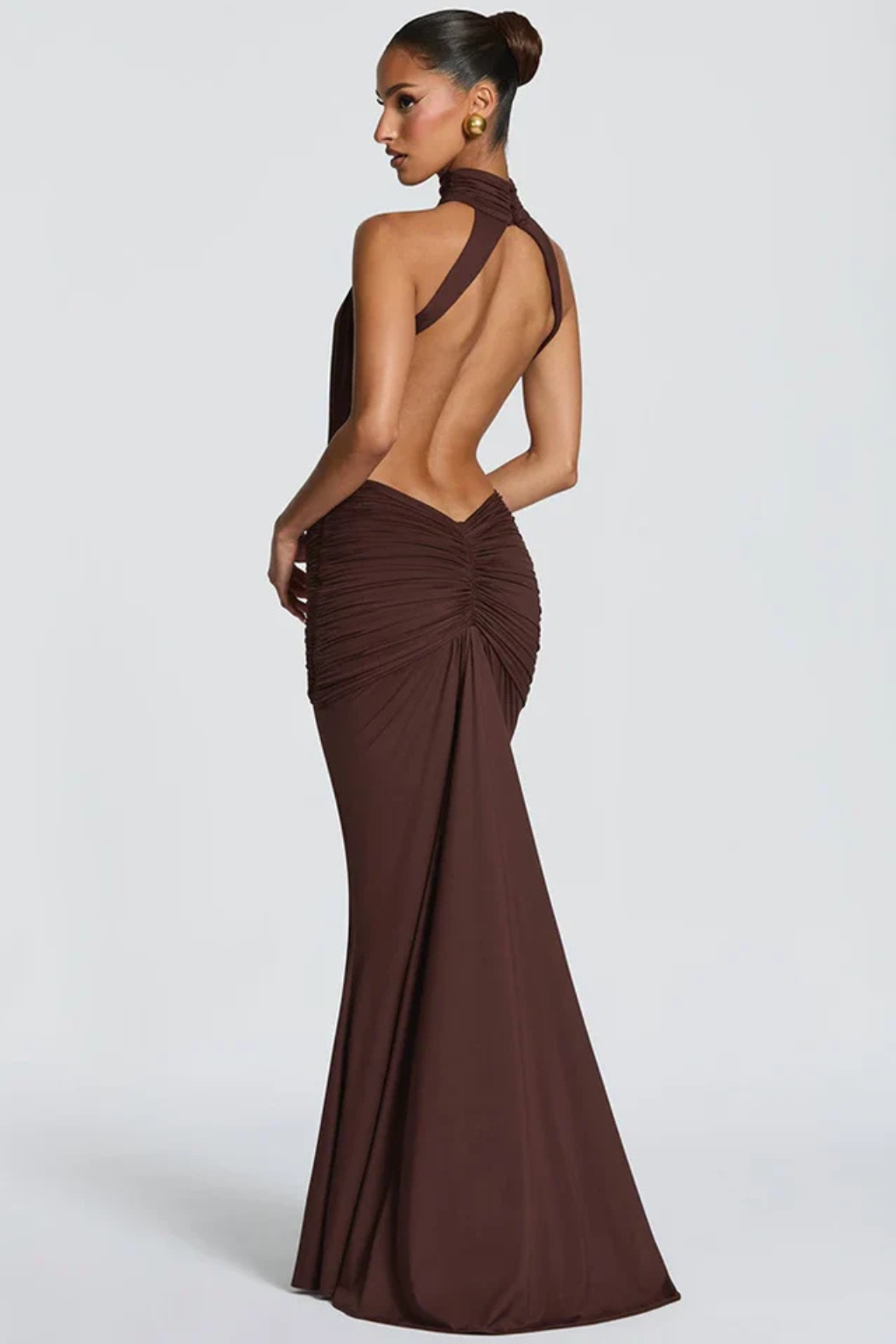 Women’s Elegant Open Back Halter Maxi Dress
