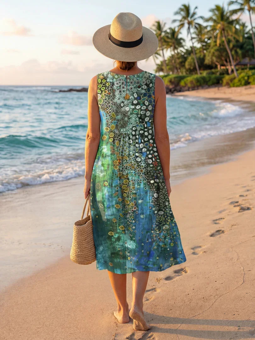 Women's Ocean Mosaic Sleeveless Midi Dress
