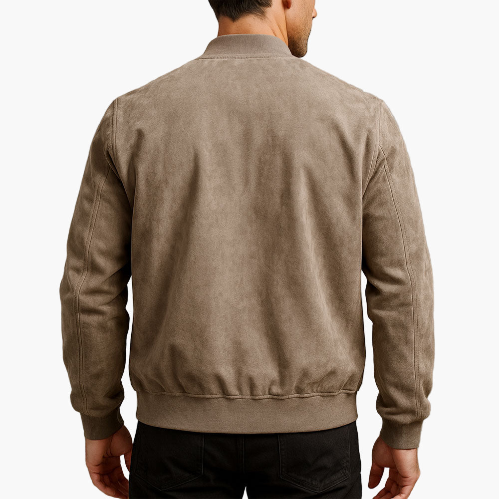 Men’s Suede-Look Zip-Up Bomber Jacket