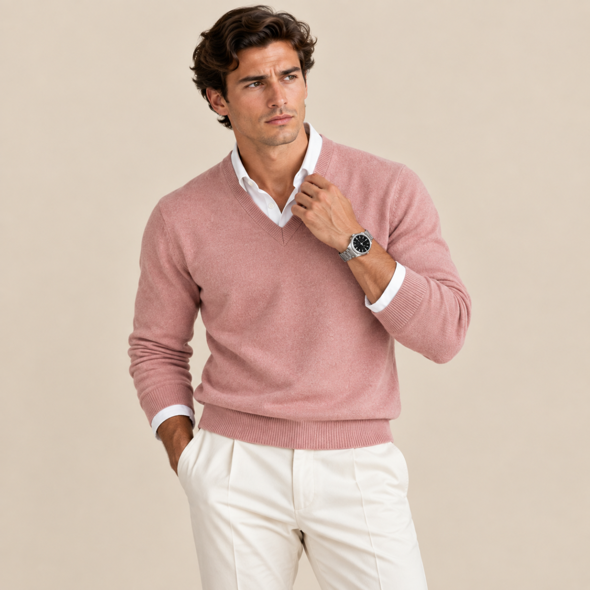 Men’s Classic V-Neck Knit Sweater