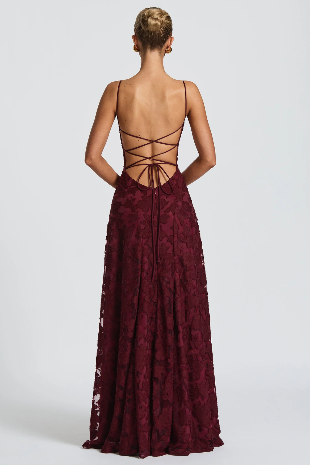 Women’s Strapless Lace Mermaid Evening Gown with Open Back