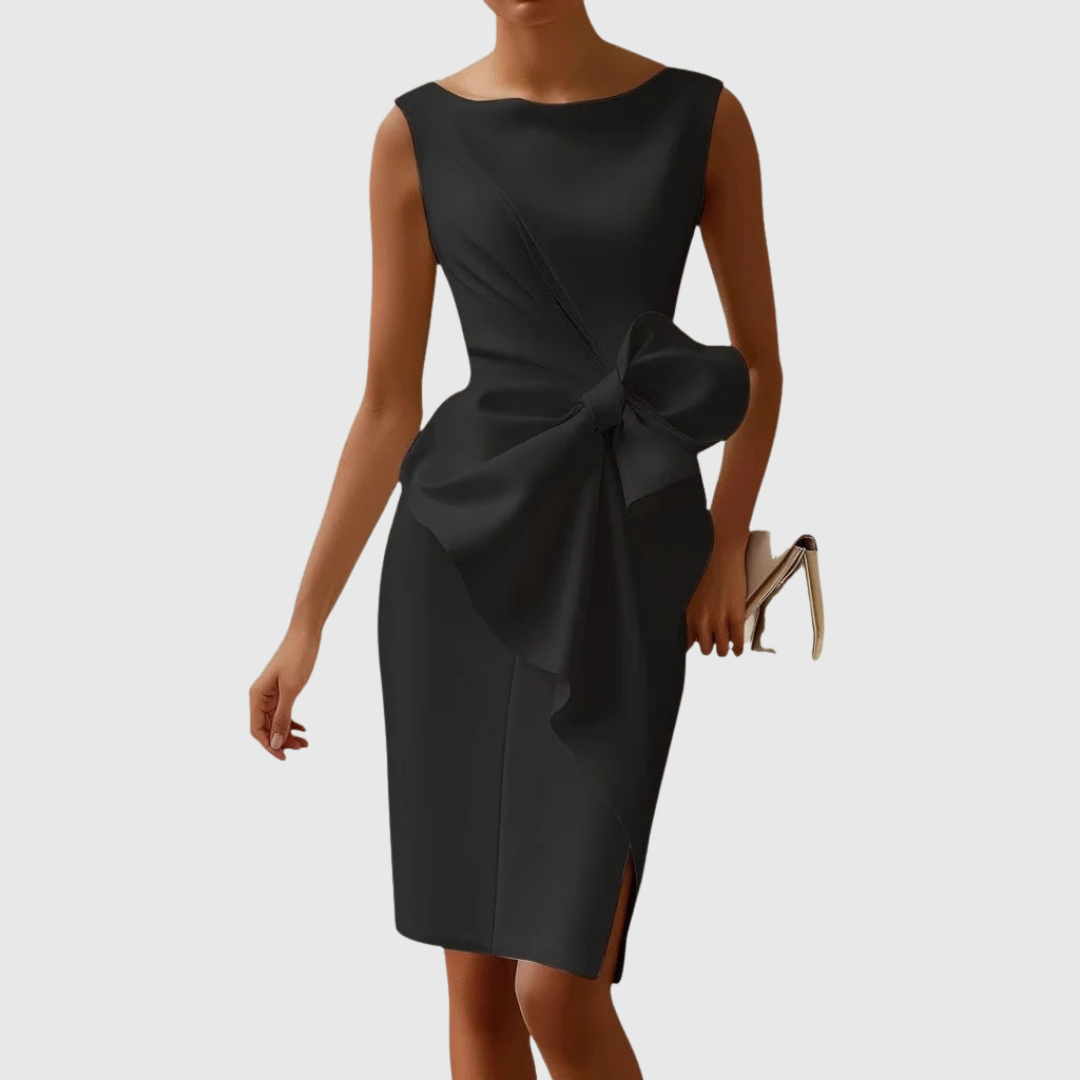 Women's Sleeveless Midi Dress with Bow Detail