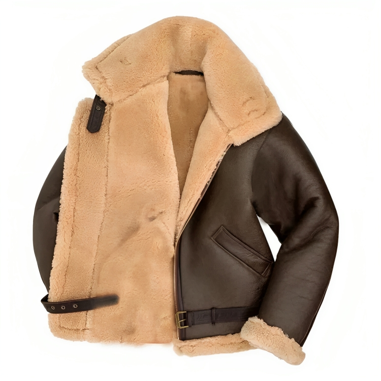 Men's Shearling Zip-Up Outerwear Winter Jacket