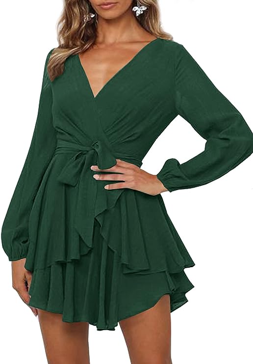 Portia | Lantern Sleeves V-Neck Dress