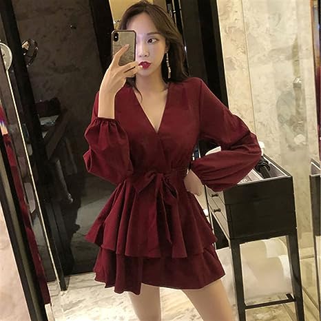 Portia | Lantern Sleeves V-Neck Dress
