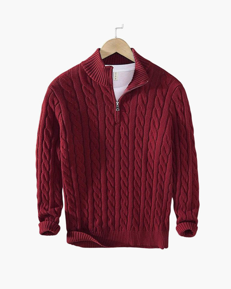 Men's Smart Cable Knit Zip-Up Sweater
