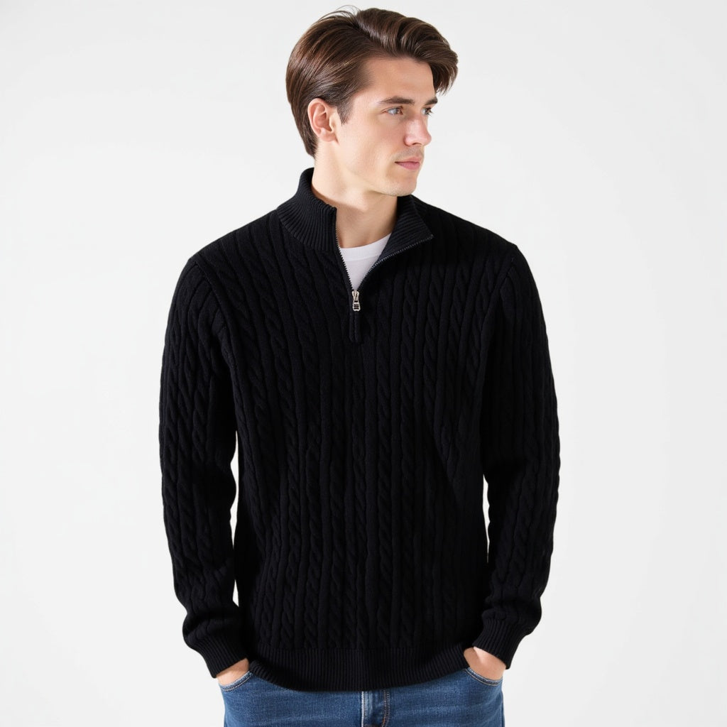 Men's Smart Cable Knit Zip-Up Sweater