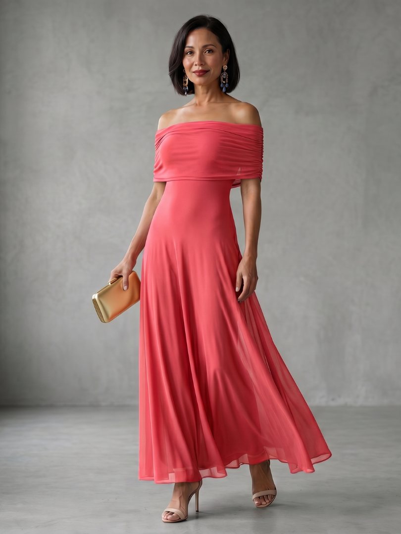 Women's Off-Shoulder Flowy Maxi Dress