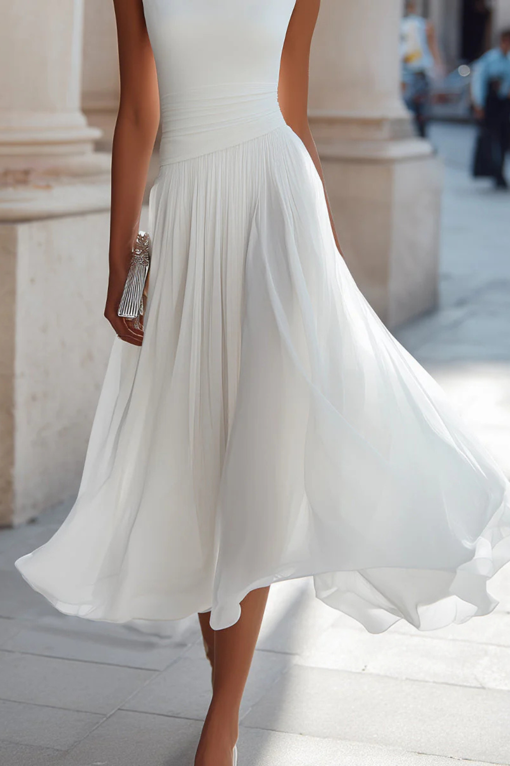 Elegant Sleeveless Flowing Midi Dress for Women