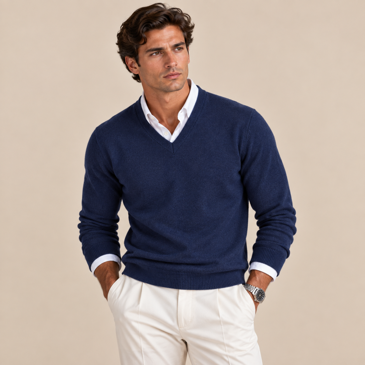 Men’s Classic V-Neck Knit Sweater