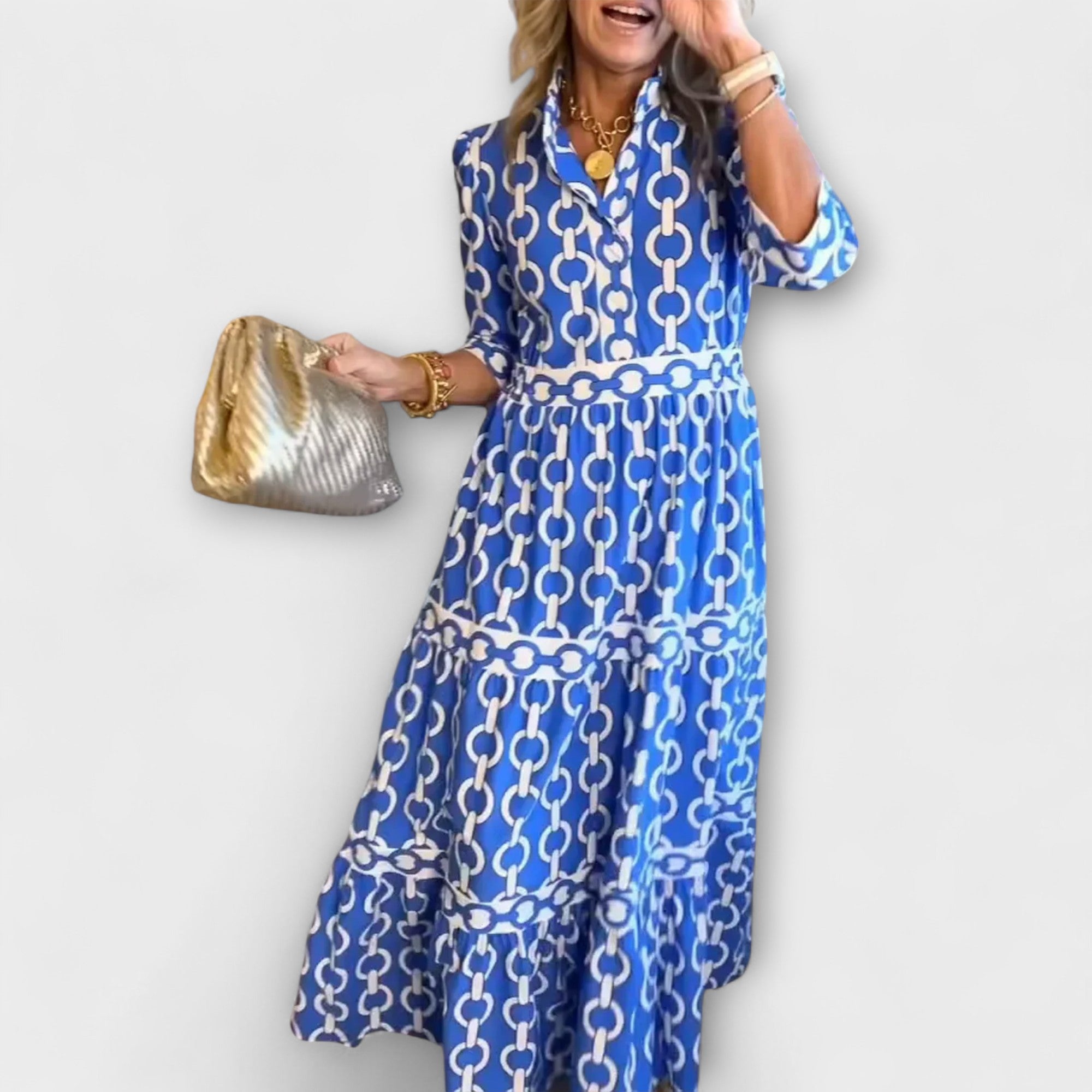 Women's Sleeveless Midi Dress Chain Pattern