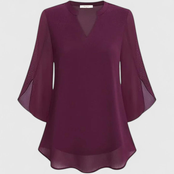 Women's V-Neck Blouse with Flutter Sleeves
