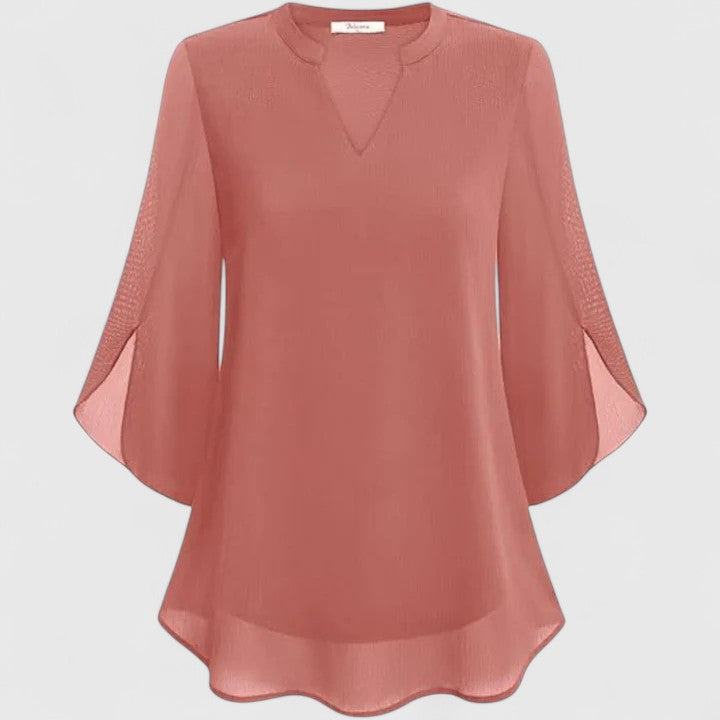 Women's V-Neck Blouse with Flutter Sleeves