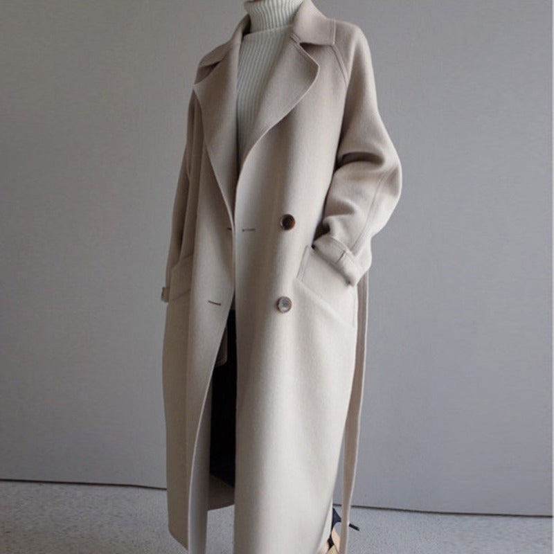 Stylish Long Trench Coat with Luxurious Finish