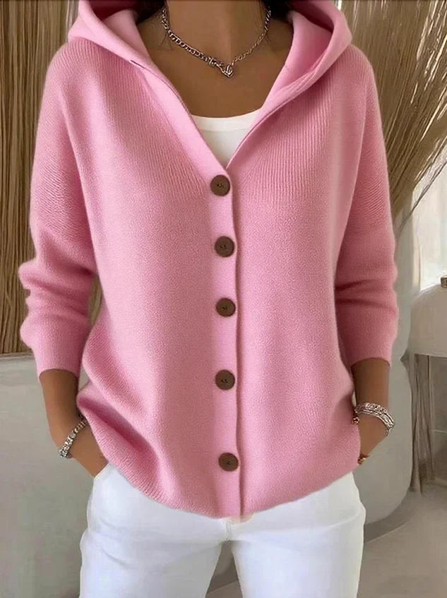 Women's Hooded Button Knit Cardigan Sweater