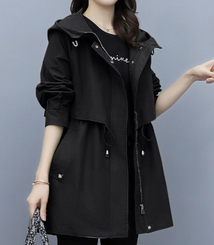 Women's trench coat with hood | Waterproof and long-sleeved
