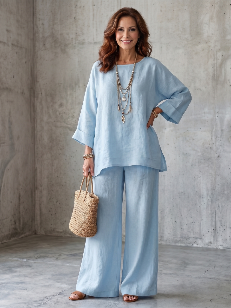 Women's Oversized Tunic Wide Leg Pant Set