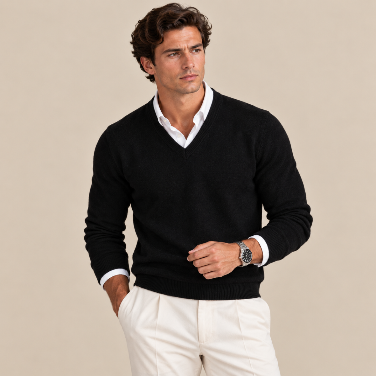 Men’s Classic V-Neck Knit Sweater
