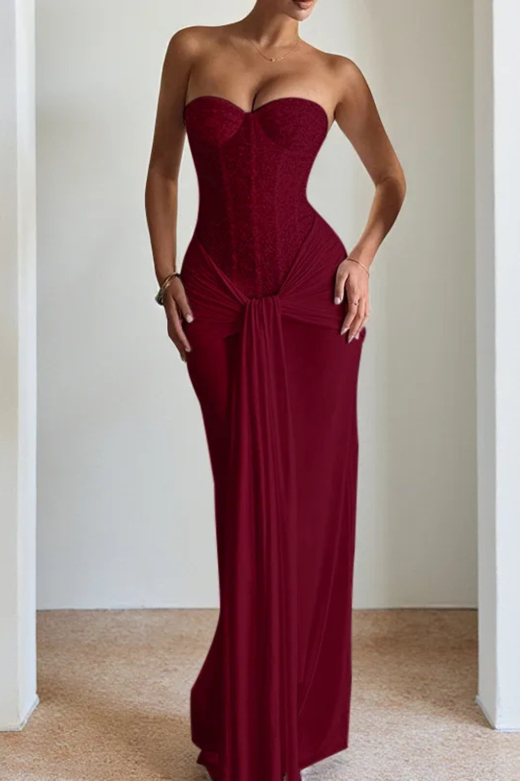 Women’s Strapless Corset Maxi Dress for Elegant Evening Glamour