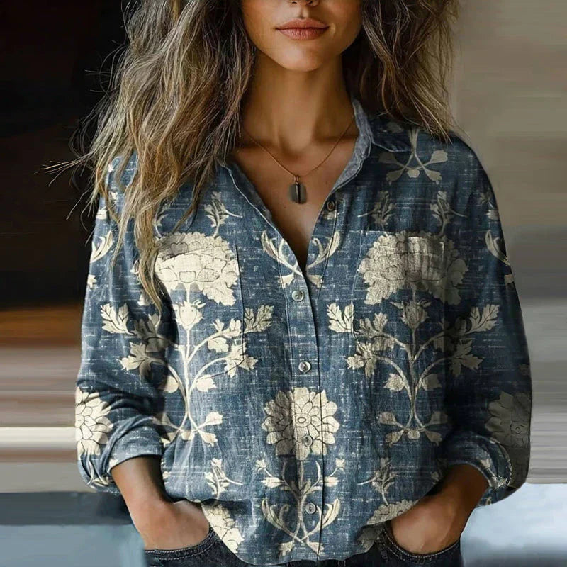 Women's Vintage Bohemian Blouse with Flared Sleeves