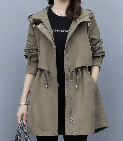 Women's trench coat with hood | Waterproof and long-sleeved