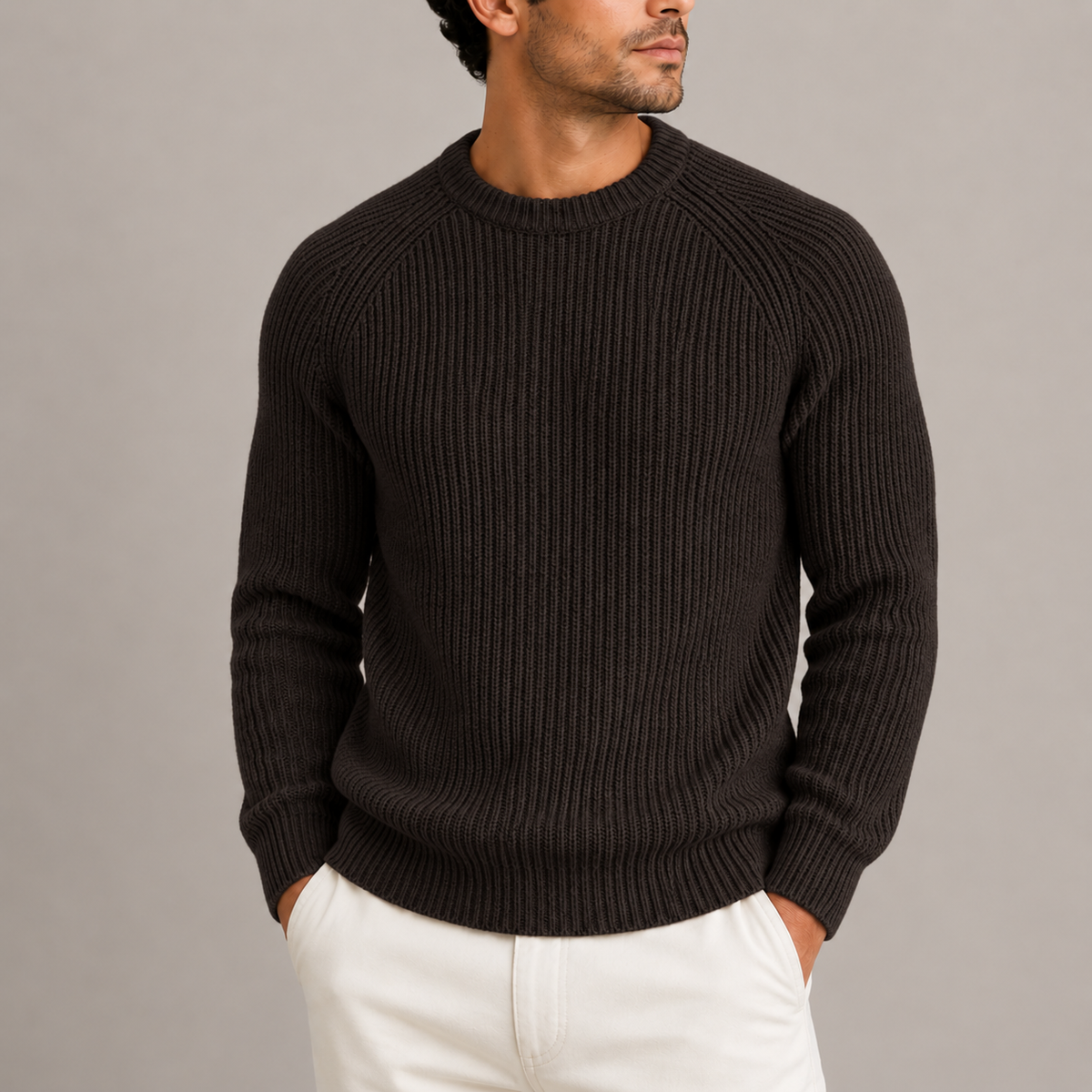 Men’s Classic Ribbed Knit Crew Neck Sweater