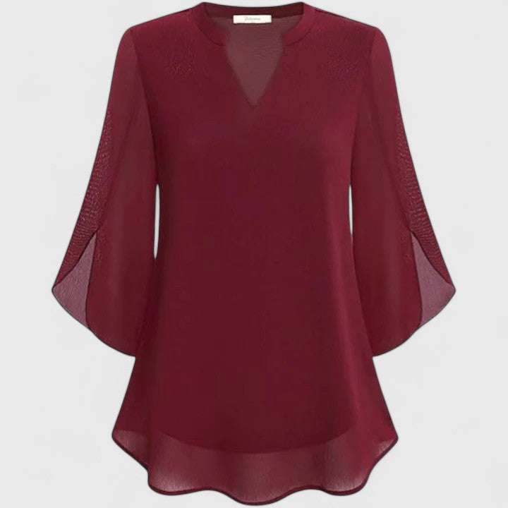 Women's V-Neck Blouse with Flutter Sleeves