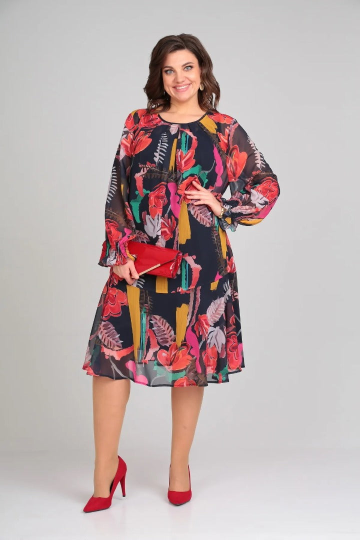 Women's Floral Midi Dress Modern