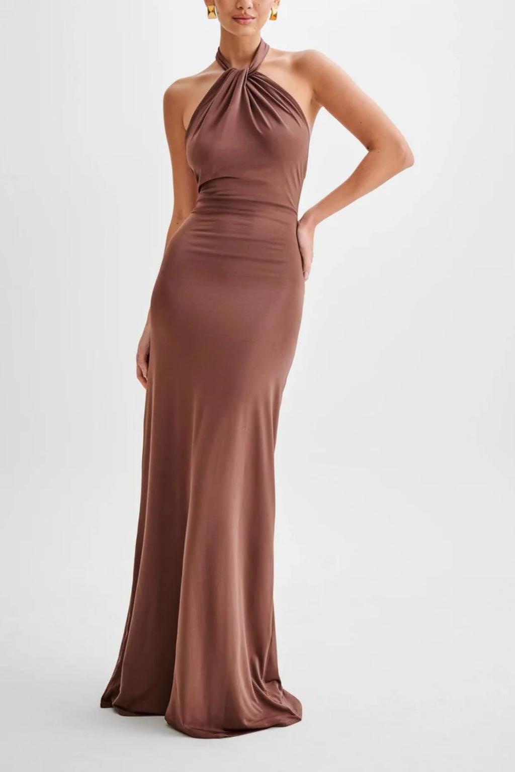 Women's Halter Neck Open Back Bodycon Maxi Dress