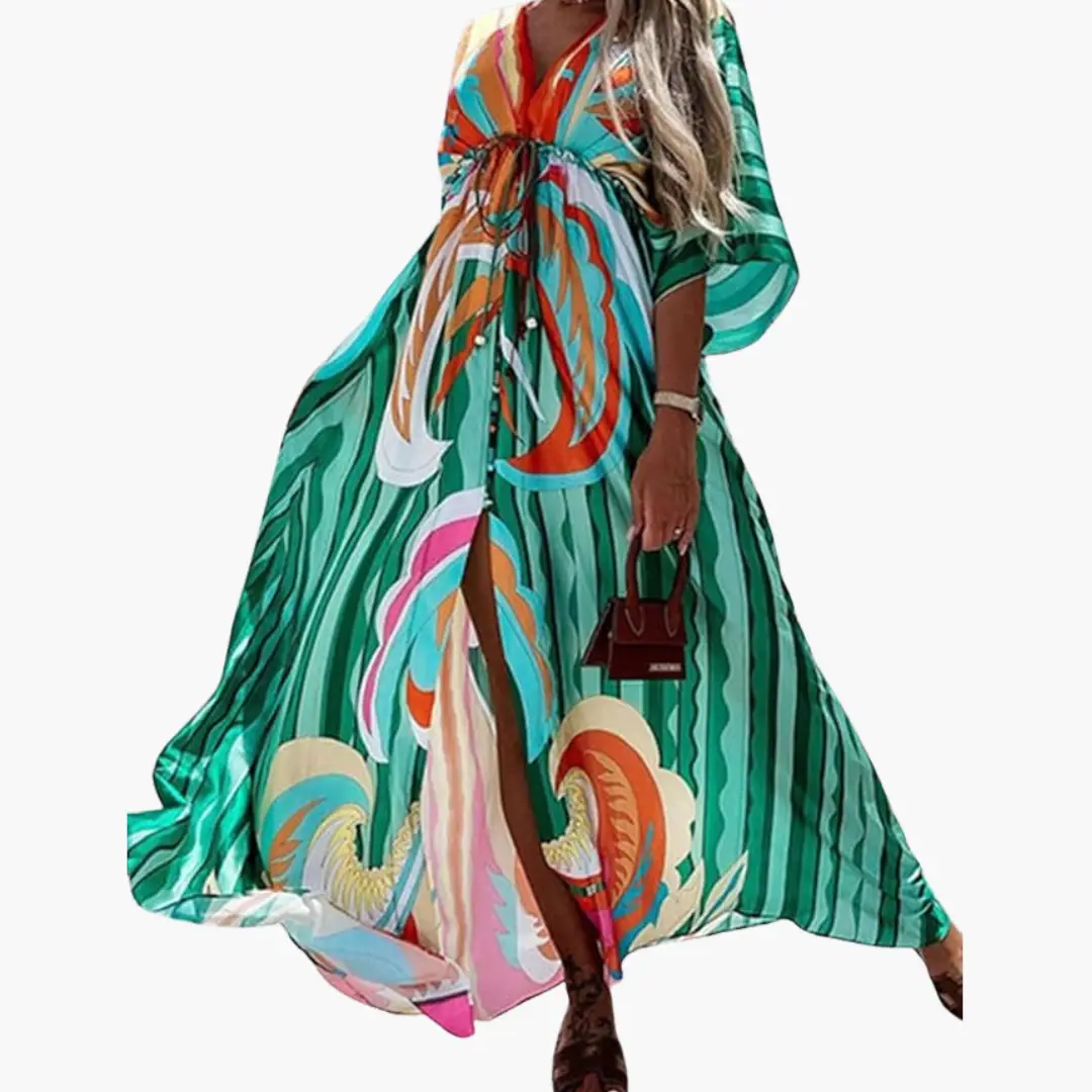Women’s Flowing Boho Printed Maxi Dress