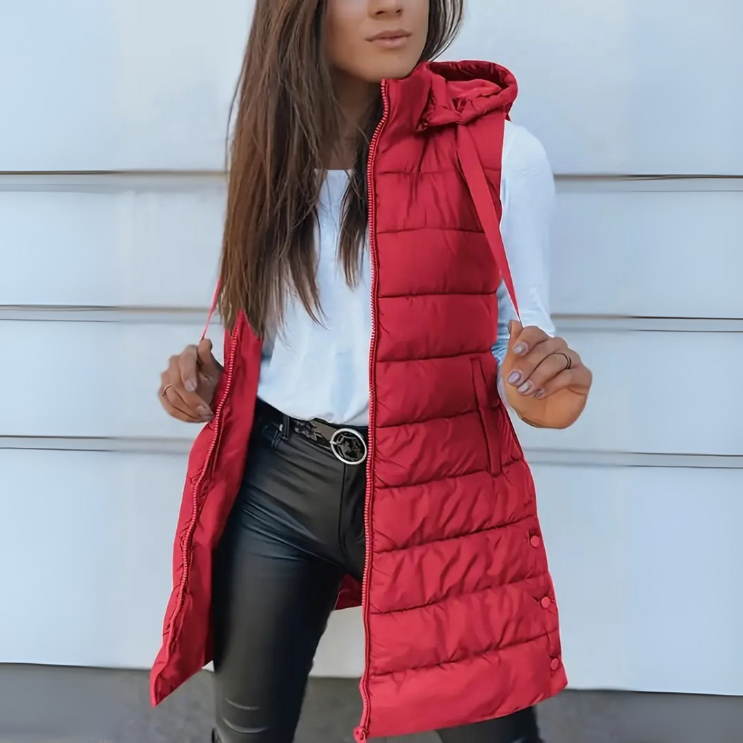 Women's Sleeveless Puffer Vest with Hood