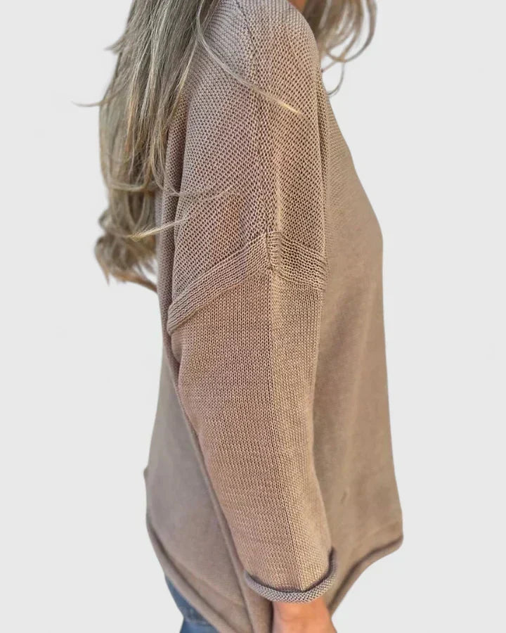 Women's V-Neck Fine Knit Sweater with Chest Pocket