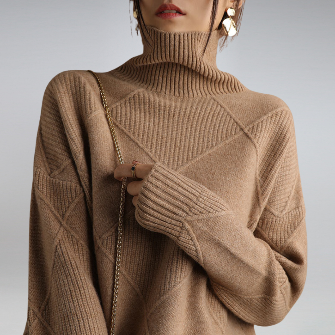 Women’s High Neck Diamond Knit Sweater