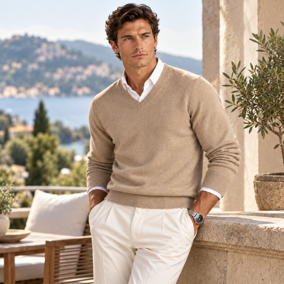 Men’s Classic V-Neck Knit Sweater