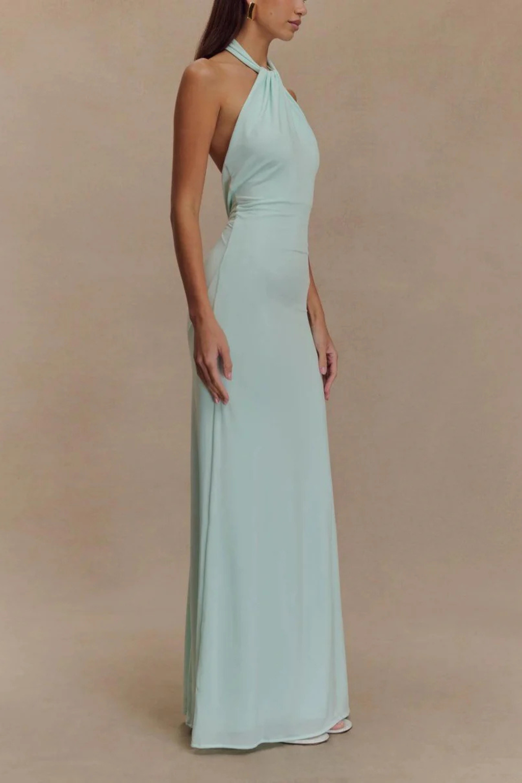 Women's Halter Neck Open Back Bodycon Maxi Dress