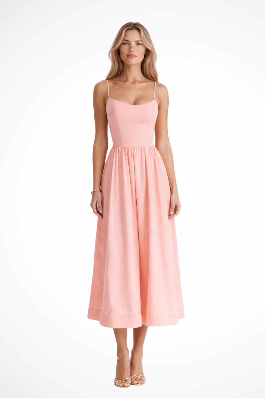 Sleeveless Midi Dress for Women with Flowy Feminine Silhouette