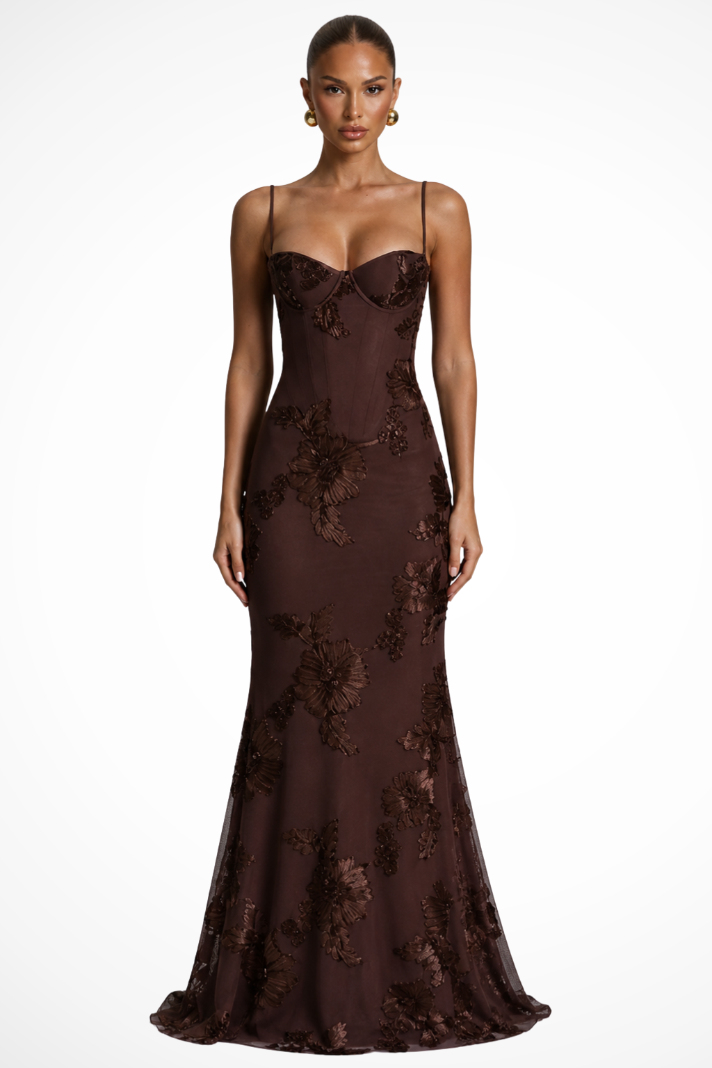 Women’s Embroidered Mermaid Maxi Evening Dress