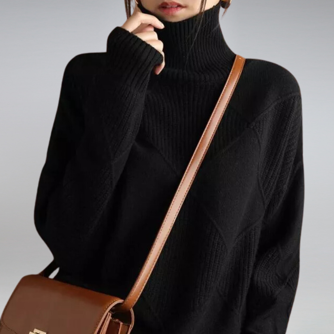 Women’s High Neck Diamond Knit Sweater