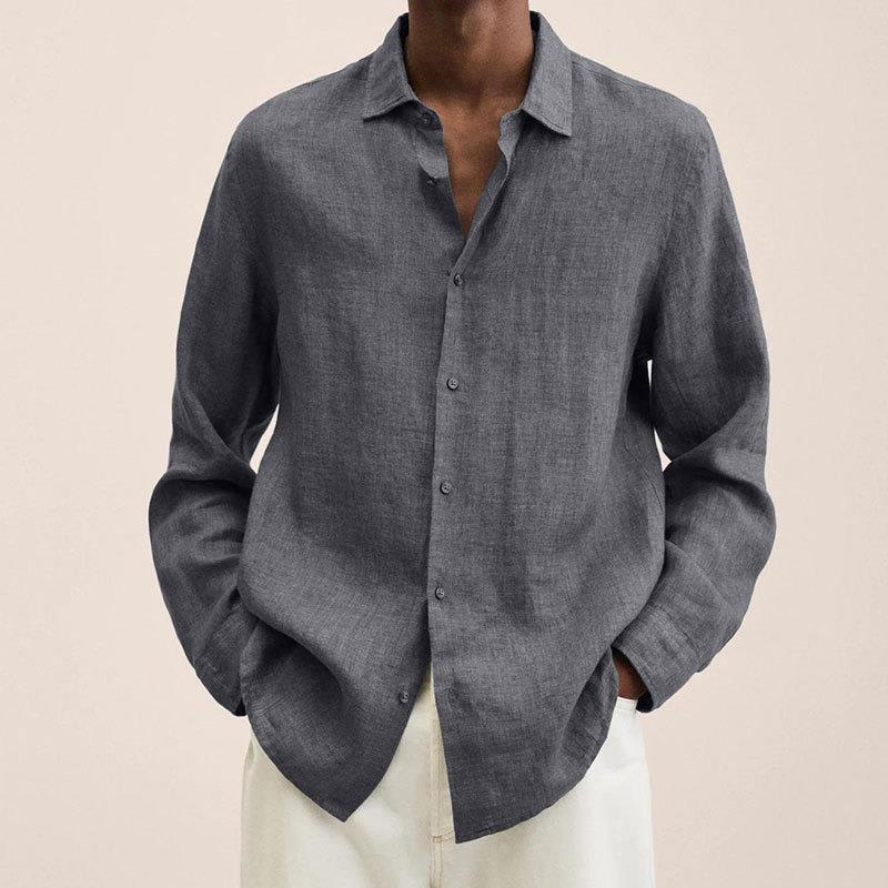 Men's Long-Sleeve Slim-Fit Shirt with Classic Collar